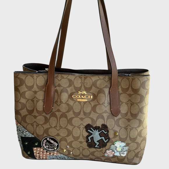 Coach F48722 Keith Haring Avenue Khaki Tote - Picture 3 of 15
